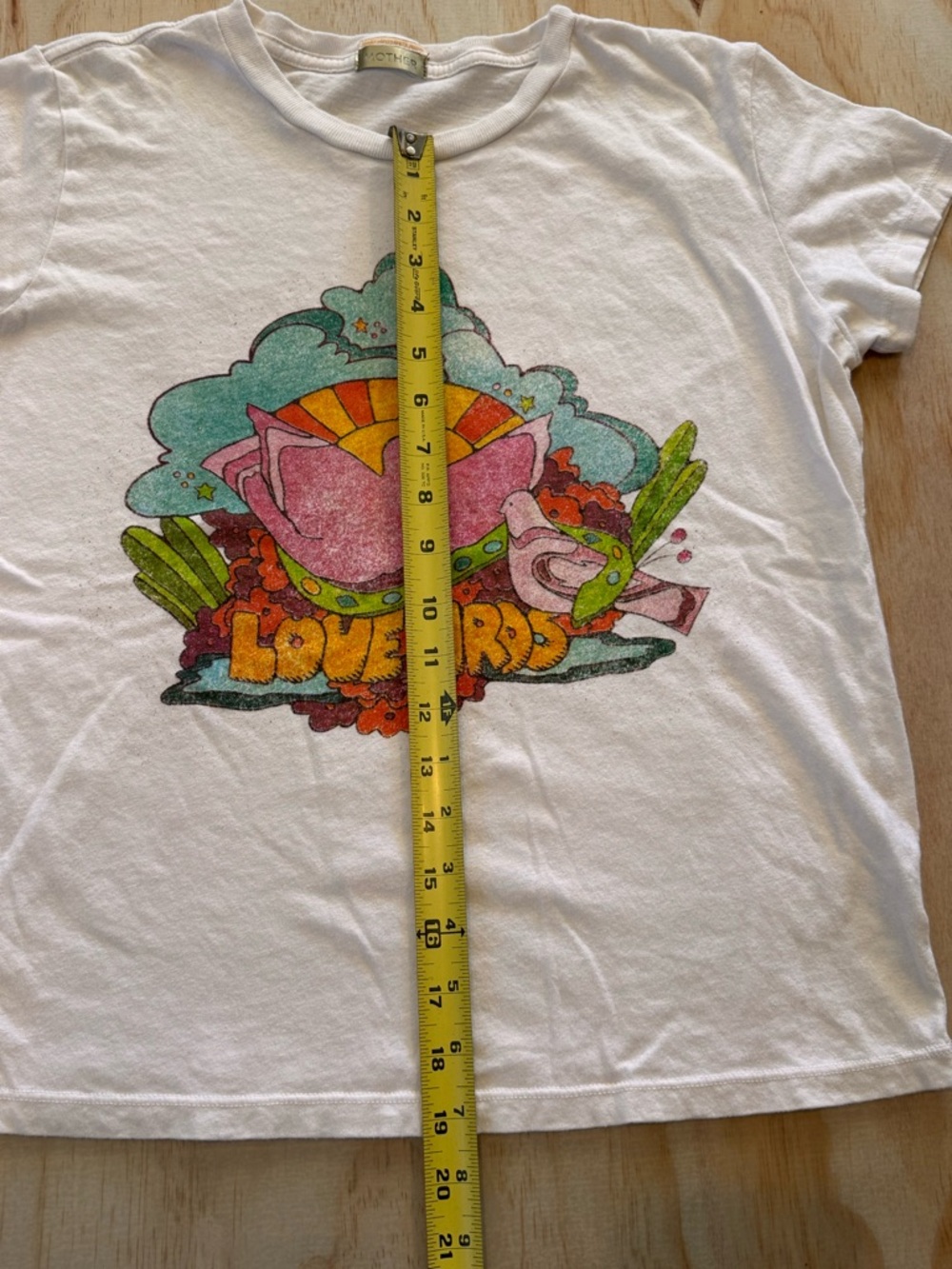 MOTHER The Boxy Goodie Goodie "Love Birds" Graphic Tee Off White Sz Small/XS - Picture 4 of 8